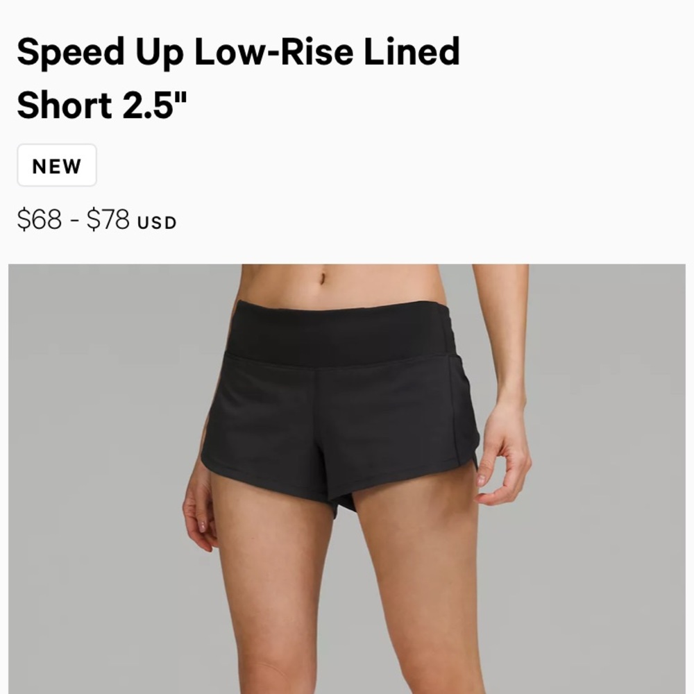 Lululemon Speed Up Short Low Rise 2.5